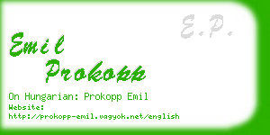 emil prokopp business card